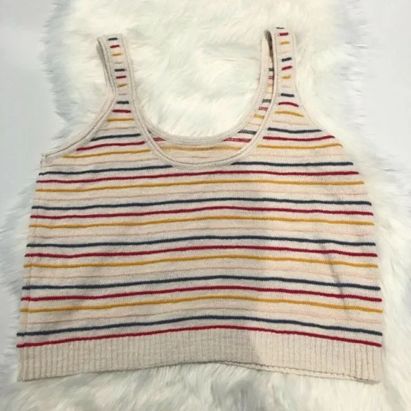 Madewell Womens Beige Striped Sleeveless Scoop Neck Tank Sweater Size 2X Plus - Picture 3 of 12